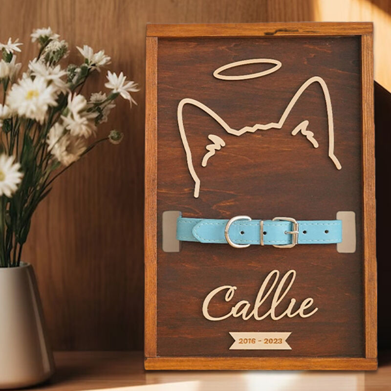 Letrero conmemorativo personalizado para collar de mascota con oreja y nombre, regalo para amantes de las mascotas
