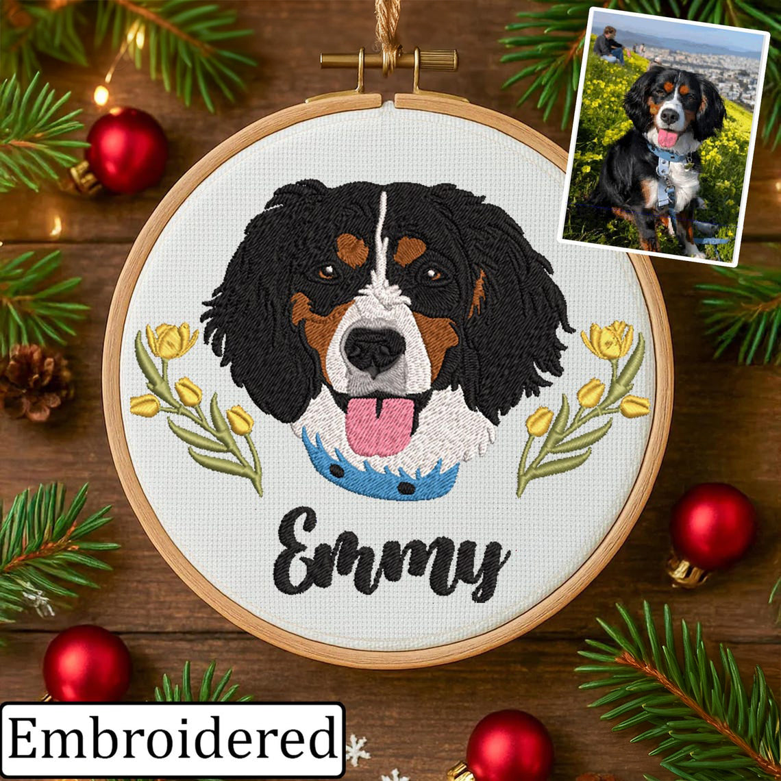 Ornement personnalisé en bois pour portrait d'animal de compagnie, cadeau commémoratif pour animaux de compagnie, cadeau de Noël pour les amoureux des animaux