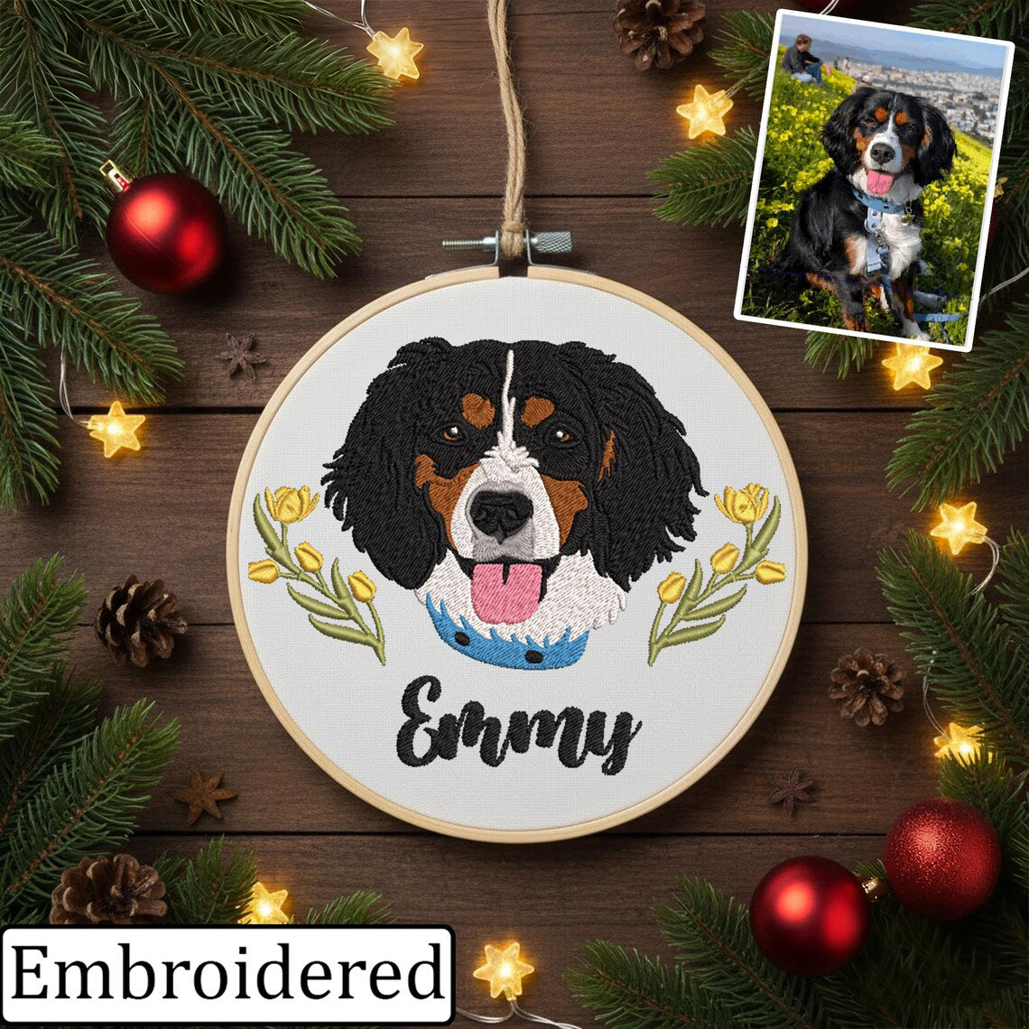 Ornement personnalisé en bois pour portrait d'animal de compagnie, cadeau commémoratif pour animaux de compagnie, cadeau de Noël pour les amoureux des animaux