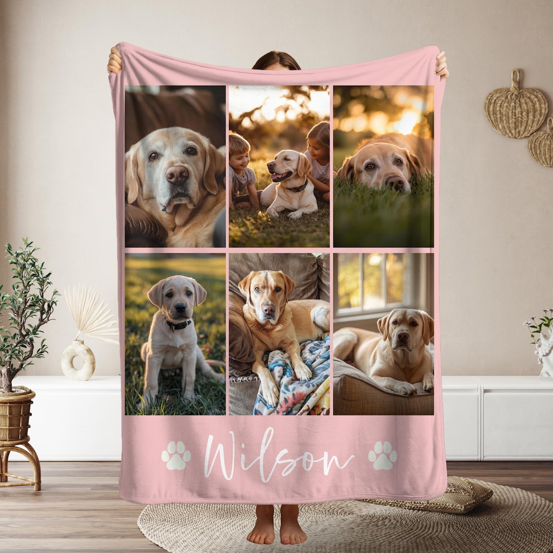 Custom Pet Photo Collage Blanket – Personalized Comfortable Blanket Gift for Dog & Cat Lovers Birthday & Christmas Gift