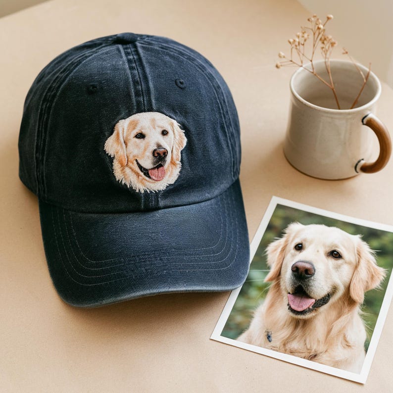 Embroidered Pet Portrait Vintage Baseball Cap – Custom Gift for Dog & Cat Lovers