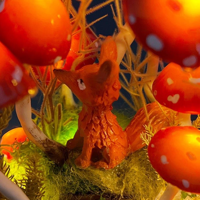 Personalized Fox and Red Mushroom Lamp Birthday Christmas Gift For Pet Lovers
