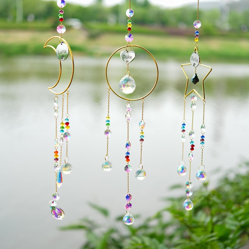 Custom Pet Memorial Suncatcher – Rainbow Bridge Crystal Keepsake with Pet Name for Dog or Cat Loss