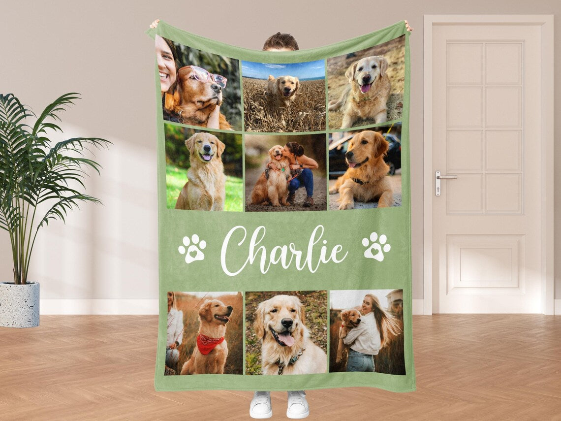 Custom Pet Photo Collage Blanket – Personalized Comfortable Blanket Gift for Dog & Cat Lovers Birthday & Christmas Gift