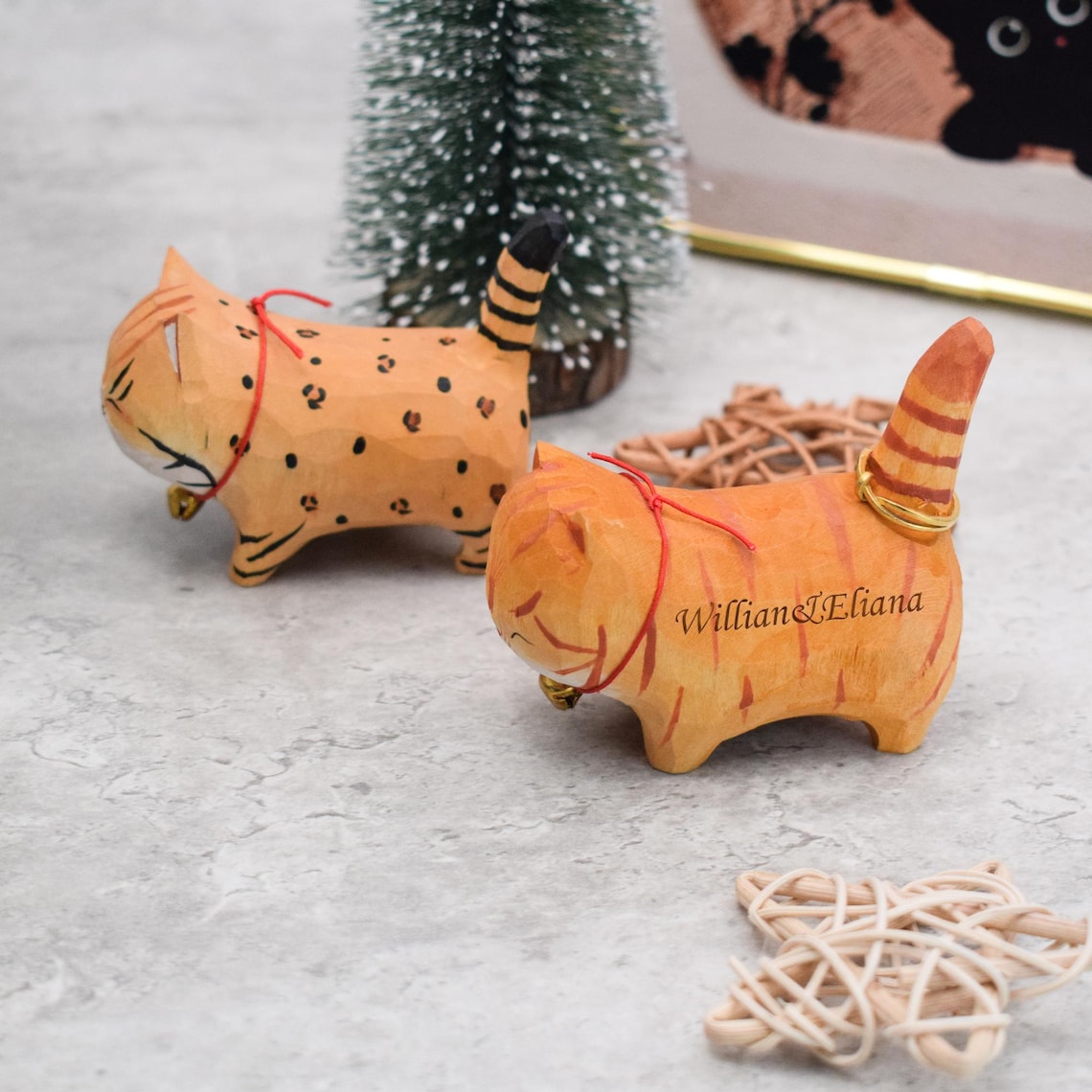 Personalized Wooden Cat Pet Figurine Personalized Cat Ring Holder for Wedding Wooden Wedding Decor Bridal Shower Gift