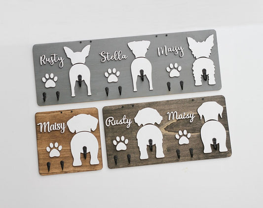 Custom Dog Butt Leash Holder for Wall Personalized Pet Leash Rack & Key Hook Unique Gift for Dog Owners
