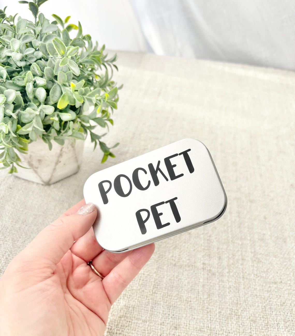 Miniature Bunny Pocket Pet Playset In A Tin Case Travel Toy for Kids Christmas Gift for Pet Lovers