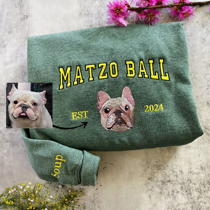 Embroidered Pet Portrait EST Sweatshirt Custom Puppy Face and Name Hoodie Pet Sympathy Dog Memorial Gifts for Dog Lovers