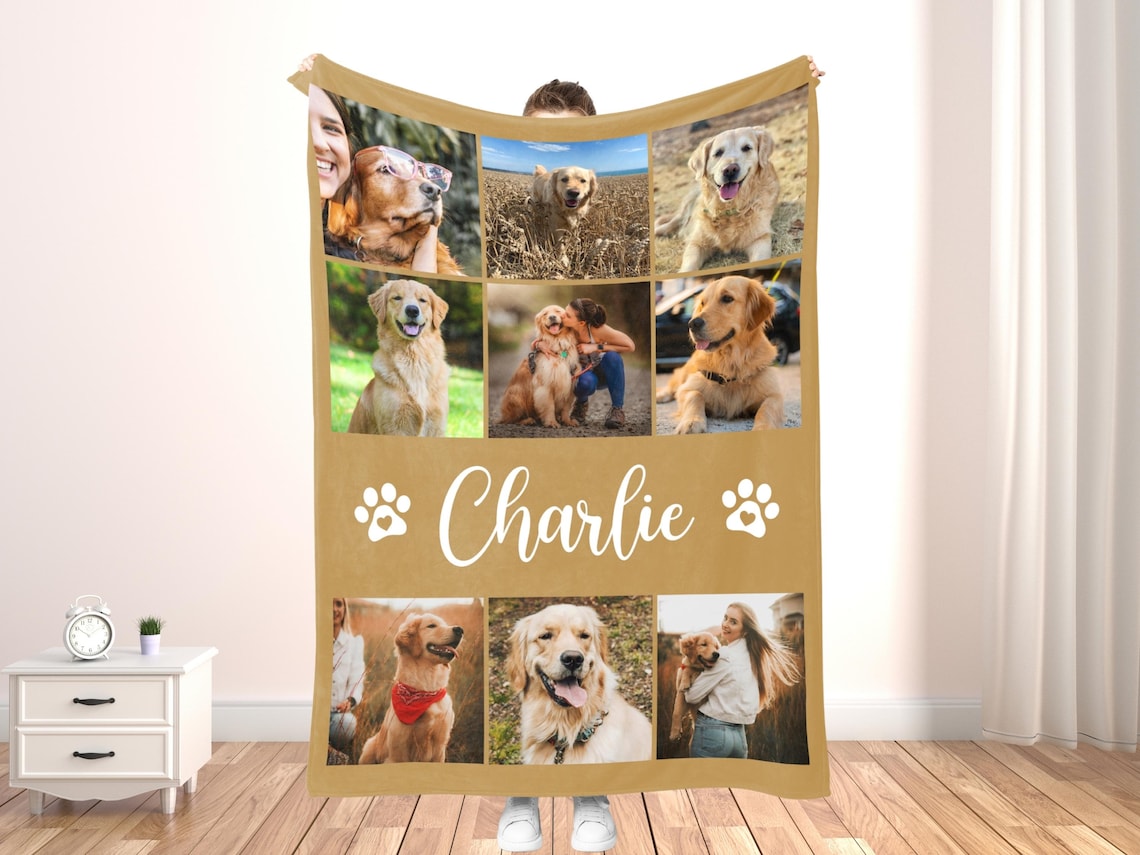 Custom Pet Photo Collage Blanket – Personalized Comfortable Blanket Gift for Dog & Cat Lovers Birthday & Christmas Gift