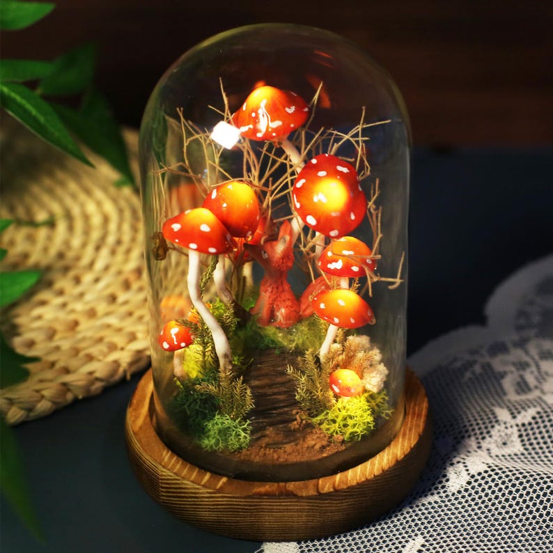 Personalized Fox and Red Mushroom Lamp Birthday Christmas Gift For Pet Lovers