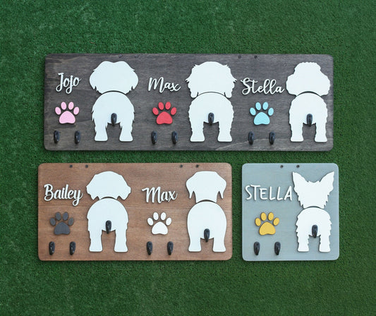 Custom Dog Butt Leash Holder for Wall Personalized Pet Leash Rack & Key Hook Unique Gift for Dog Owners