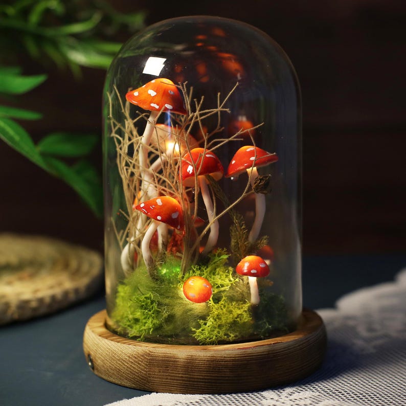 Personalized Fox and Red Mushroom Lamp Birthday Christmas Gift For Pet Lovers