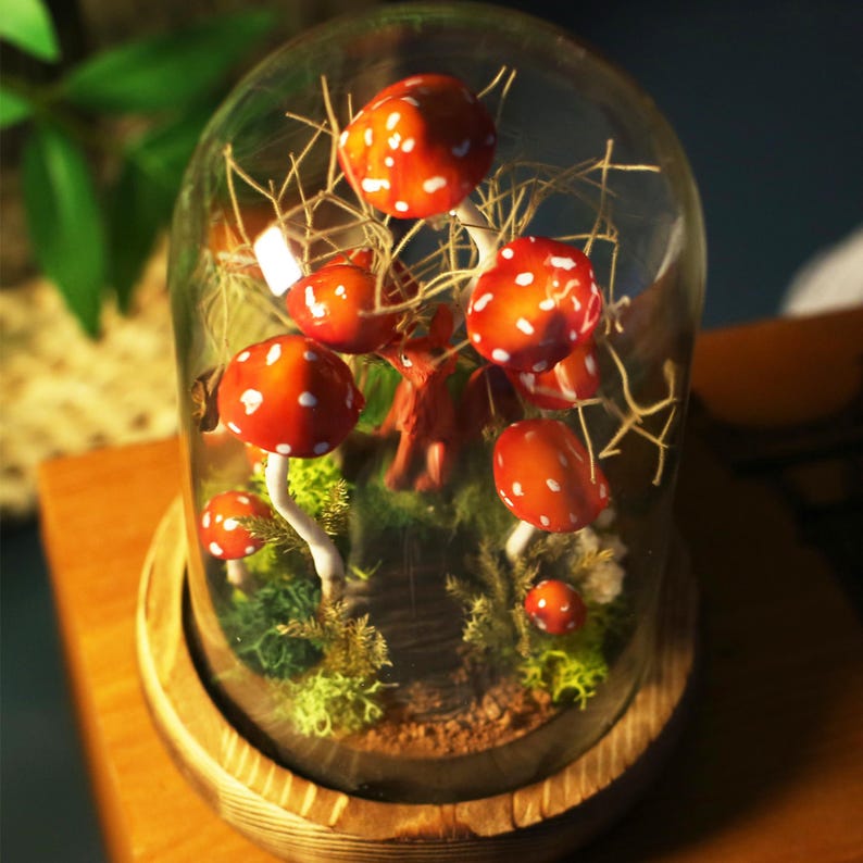 Personalized Fox and Red Mushroom Lamp Birthday Christmas Gift For Pet Lovers