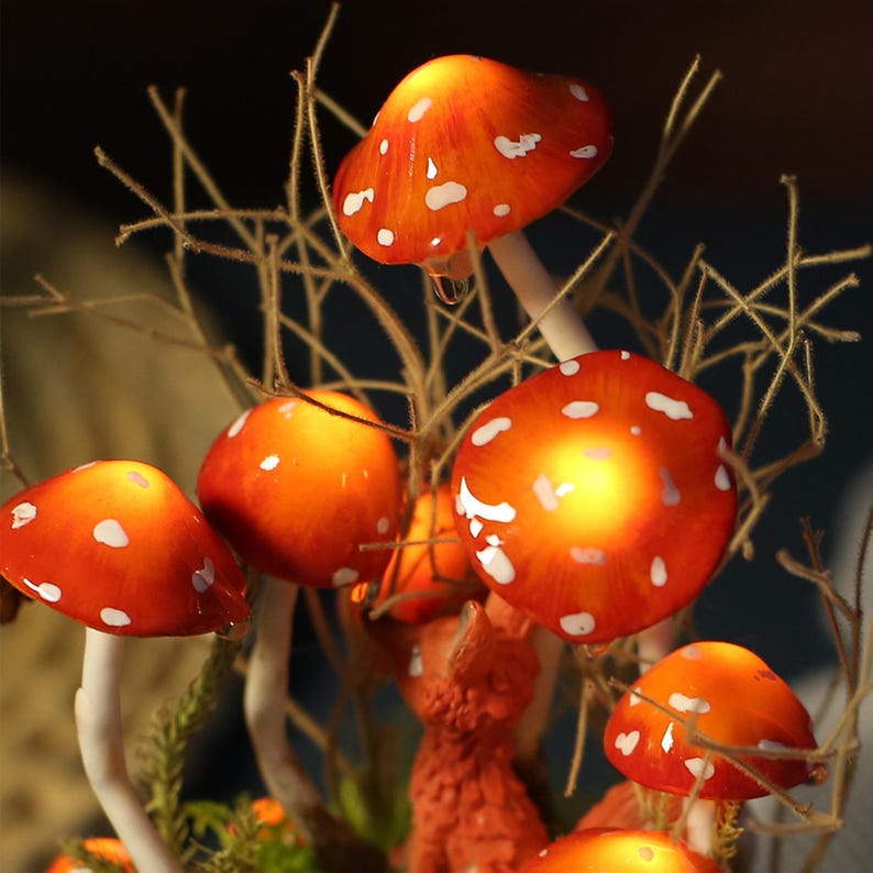 Personalized Fox and Red Mushroom Lamp Birthday Christmas Gift For Pet Lovers