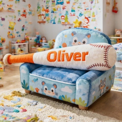 Personalized Baseball Bat Shaped Pillow with Custom Name for Kids Sport Fans