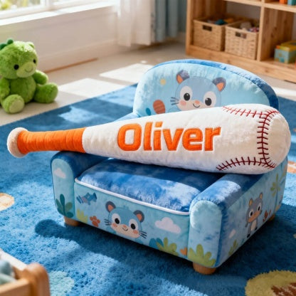 Personalized Baseball Bat Shaped Pillow with Custom Name for Kids Sport Fans