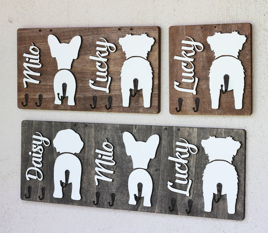 Custom Dog Butt Leash Holder with Name for Wall Personalized Pet Leash Rack & Key Hook Unique Gift for Dog Owners