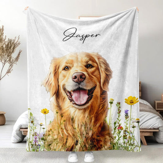 Personalized Pet Memorial Photo Blanket Sympathy Gift For Dog/Cat Lovers