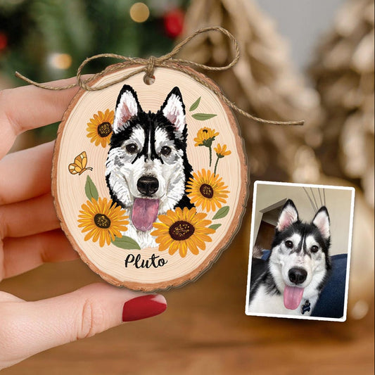 Personalized Watercolor Dog Pet Portrait Wooden Christmas Ornament Christmas Gift for Pet Lovers