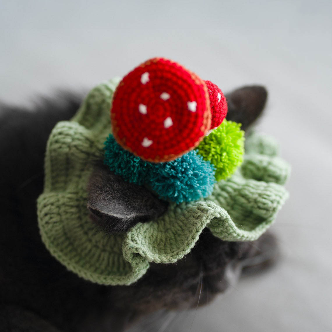 Crochet Mushroom Pet Hat Halloween Pet Costume Gift for Pet Lovers