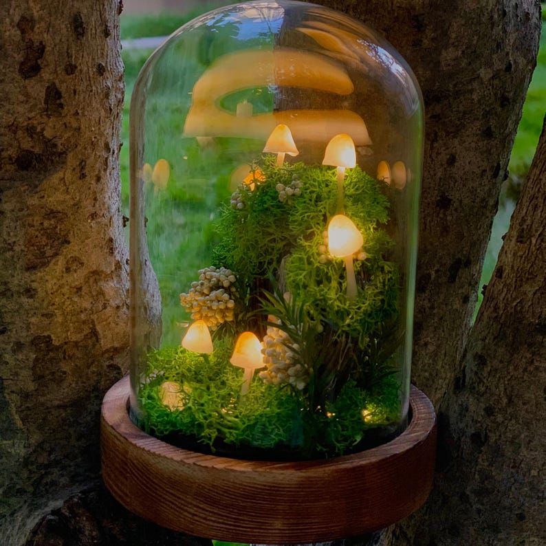 Custom Cat Figure Green Mushroom Wreath Lamp Birthday Christmas Gift For Pet Lovers