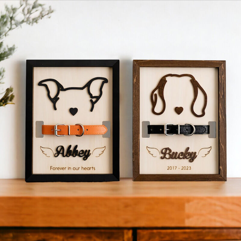 Letrero conmemorativo personalizado para collar de mascota con oreja y nombre, regalo para amantes de las mascotas