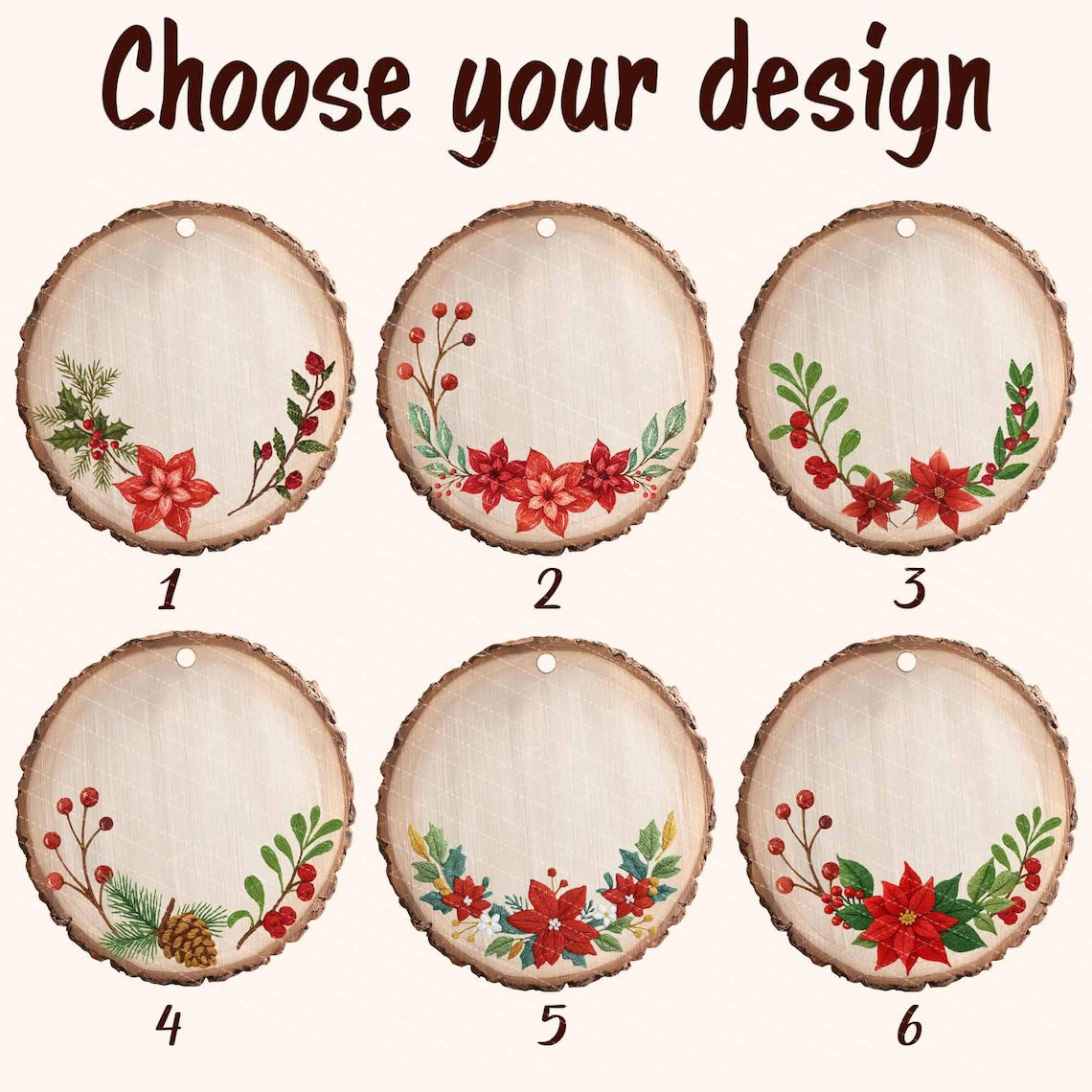 Personalized Embroidered Pet Portrait Wooden Christmas Ornament Christmas Gift for Dog Cat Lovers