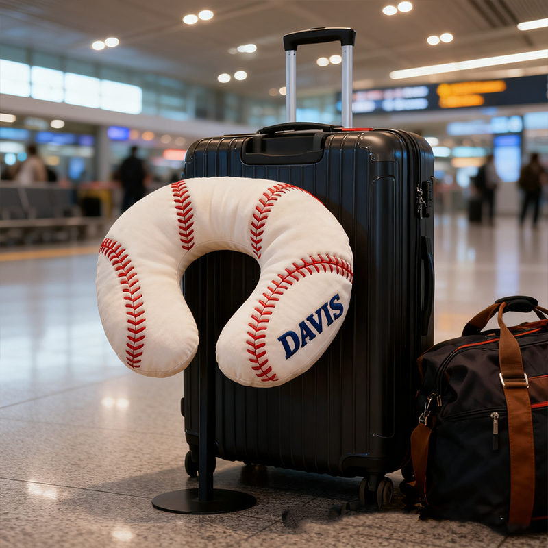 Personalized Baseball U-Shaped Pillow With Custom Name Design