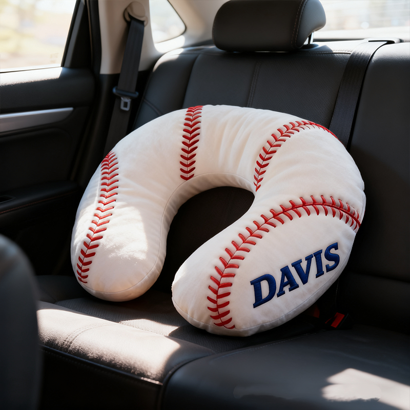Personalized Baseball U-Shaped Pillow With Custom Name Design