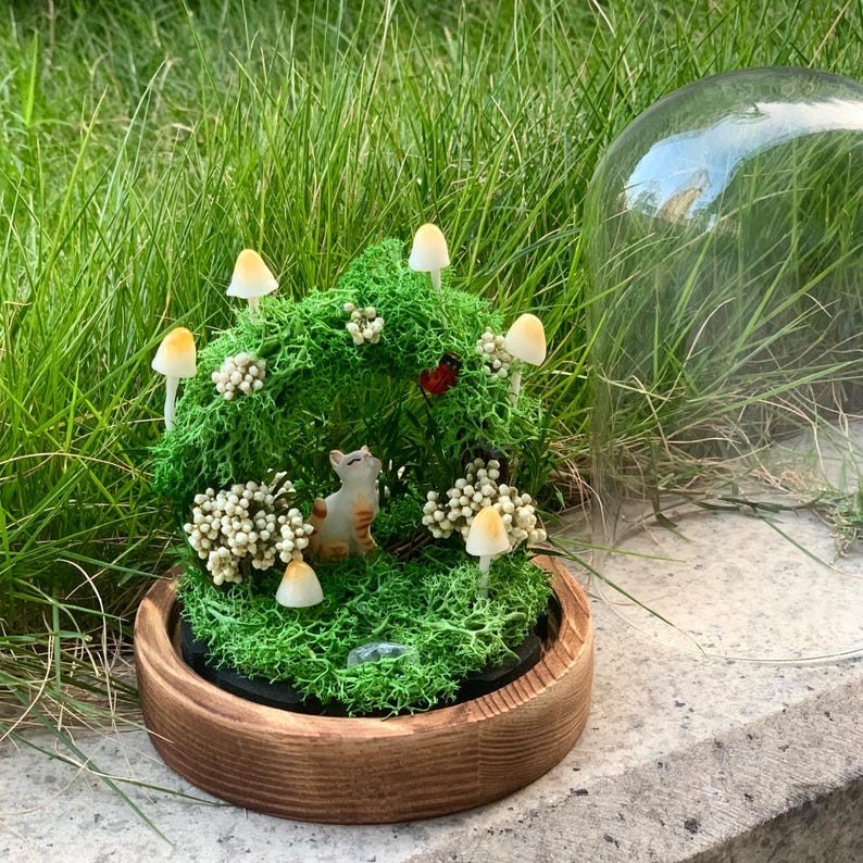 Custom Cat Figure Green Mushroom Wreath Lamp Birthday Christmas Gift For Pet Lovers