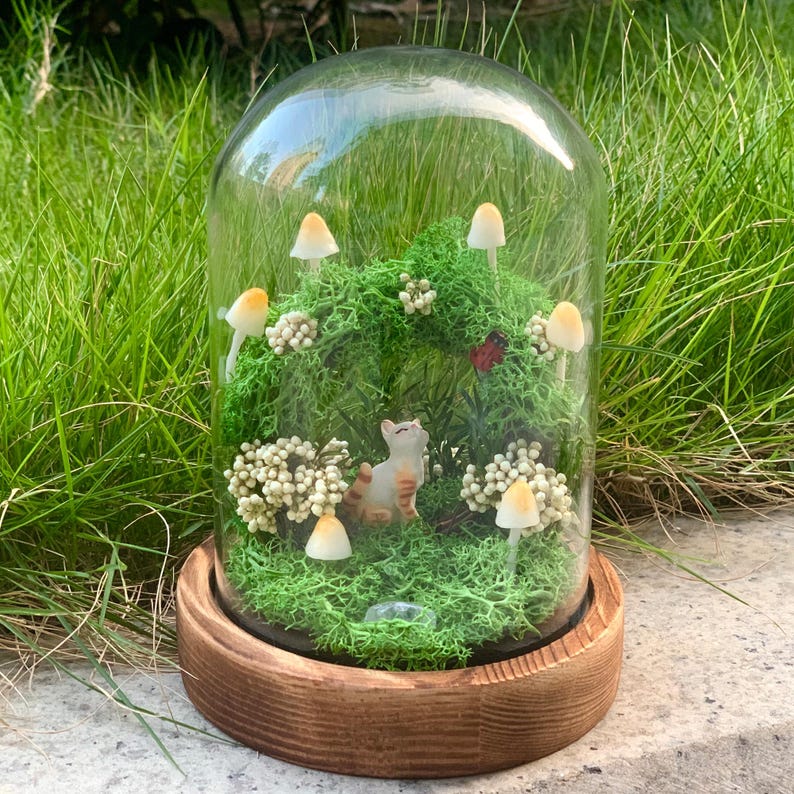 Custom Cat Figure Green Mushroom Wreath Lamp Birthday Christmas Gift For Pet Lovers
