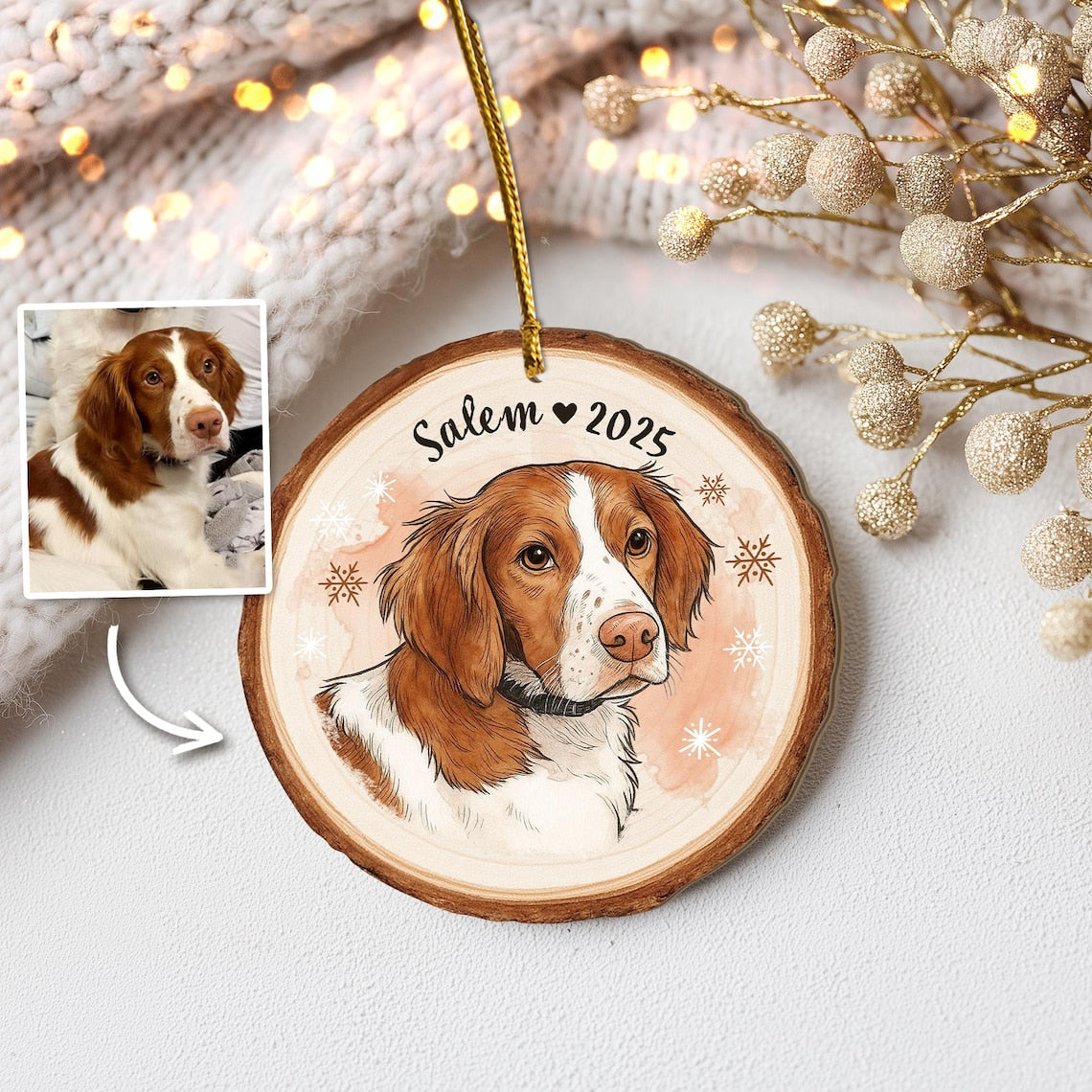 Personalized Pet Portrait From Photo Ornament Dog Christmas Ornament Cat Lover Gift Pet Memorial Gift Pet Sympathy Gift Christmas Decor