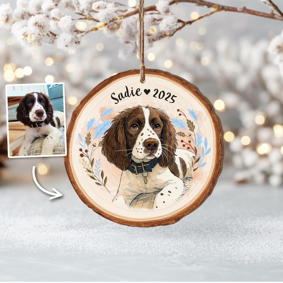 Personalized Pet Portrait From Photo Ornament Dog Christmas Ornament Cat Lover Gift Pet Memorial Gift Pet Sympathy Gift Christmas Decor
