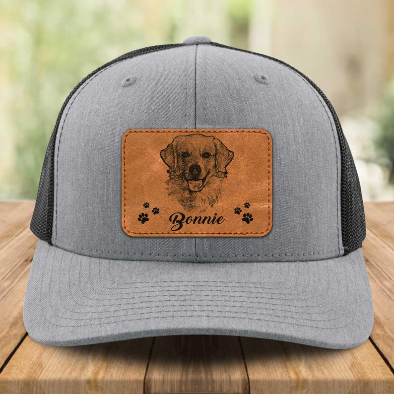 Personalisierte Haustier Ohren Lineart Leder Patch Hut Baseball-Cap für Tierliebhaber