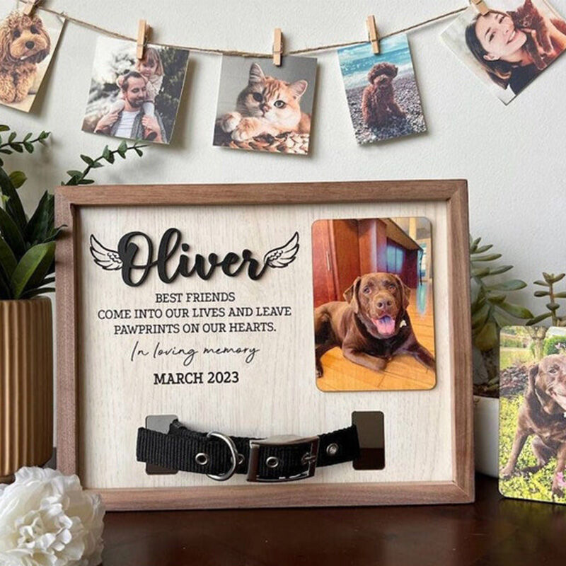 Letrero conmemorativo personalizado para collar de mascota con oreja y nombre, regalo para amantes de las mascotas