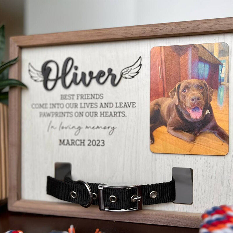 Letrero conmemorativo personalizado para collar de mascota con oreja y nombre, regalo para amantes de las mascotas