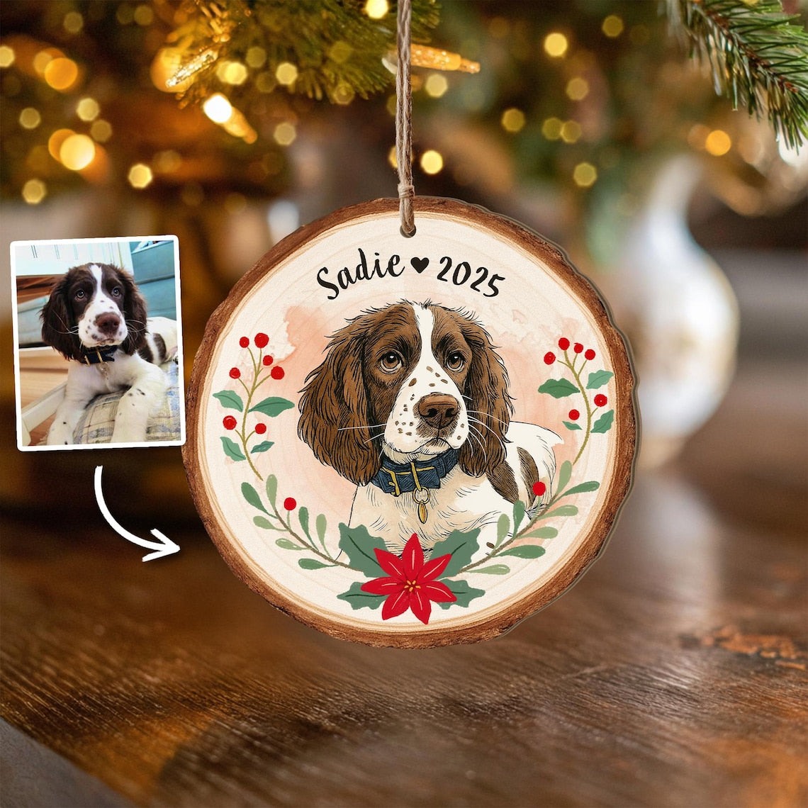 Personalized Pet Portrait From Photo Ornament Dog Christmas Ornament Cat Lover Gift Pet Memorial Gift Pet Sympathy Gift Christmas Decor