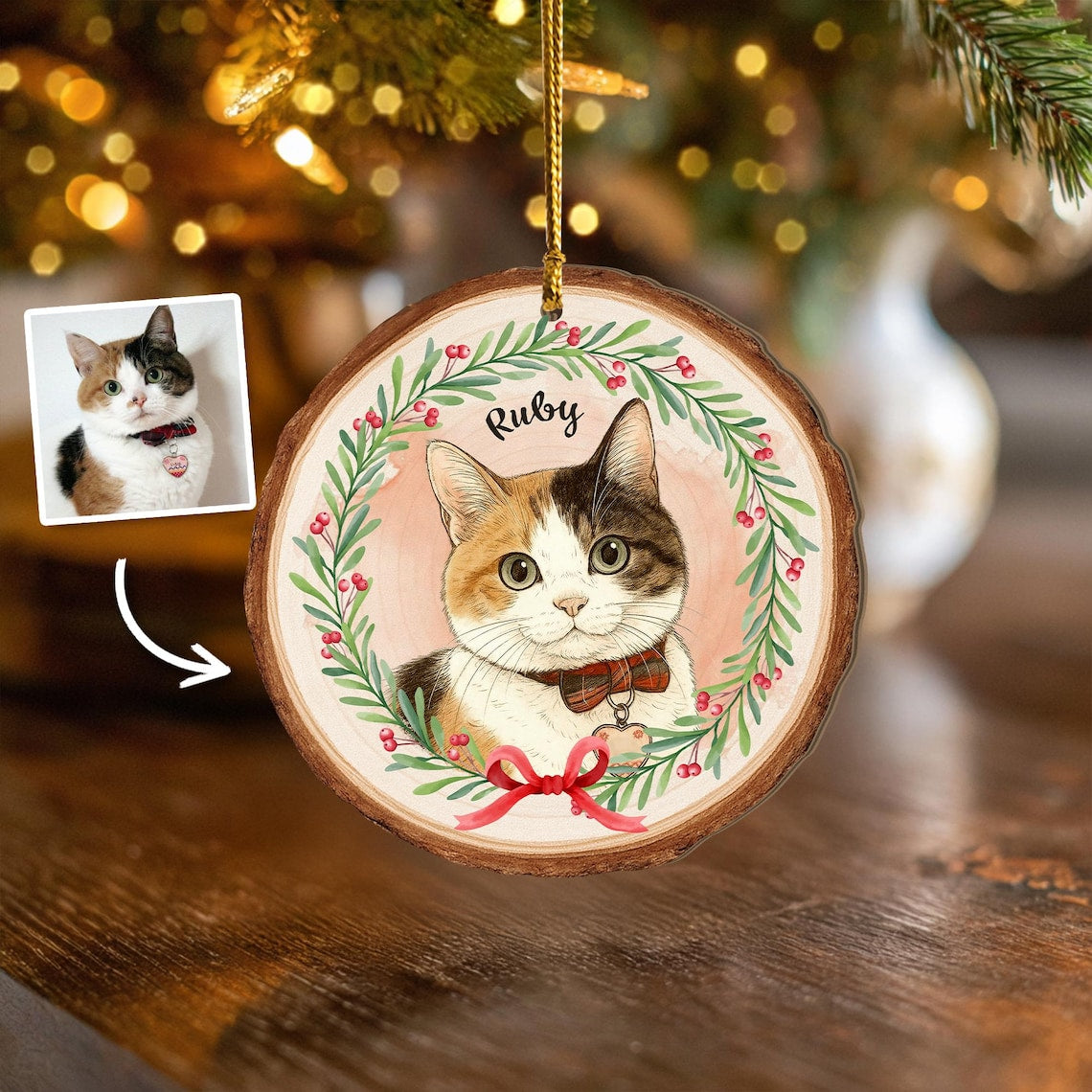 Personalized Pet Portrait From Photo Ornament Dog Christmas Ornament Cat Lover Gift Pet Memorial Gift Pet Sympathy Gift Christmas Decor