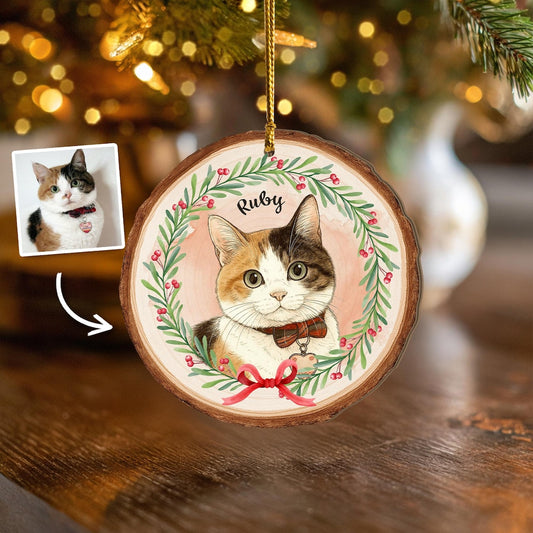 Personalized Pet Portrait From Photo Ornament Dog Christmas Ornament Cat Lover Gift Pet Memorial Gift Pet Sympathy Gift Christmas Decor