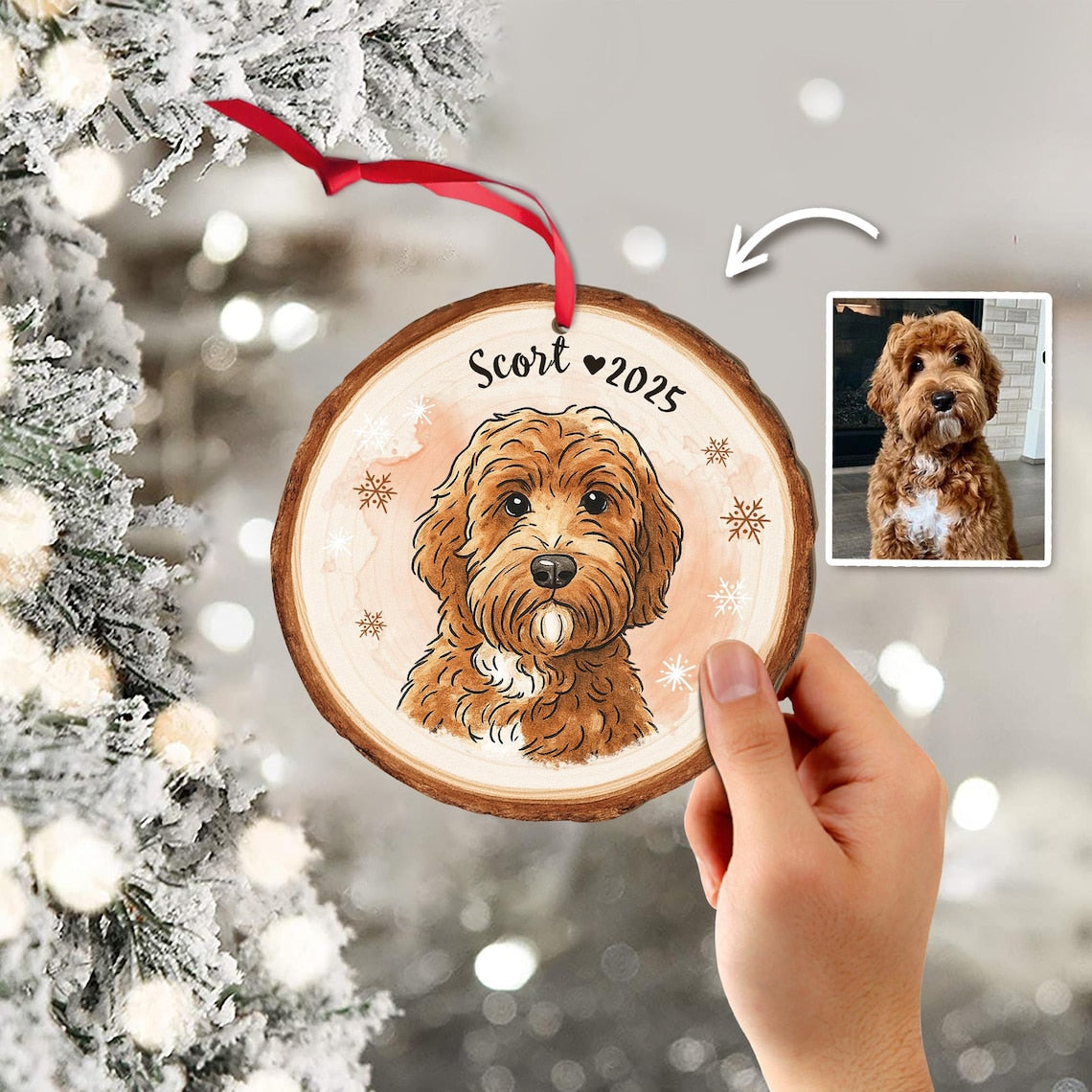 Personalized Pet Portrait From Photo Ornament Dog Christmas Ornament Cat Lover Gift Pet Memorial Gift Pet Sympathy Gift Christmas Decor