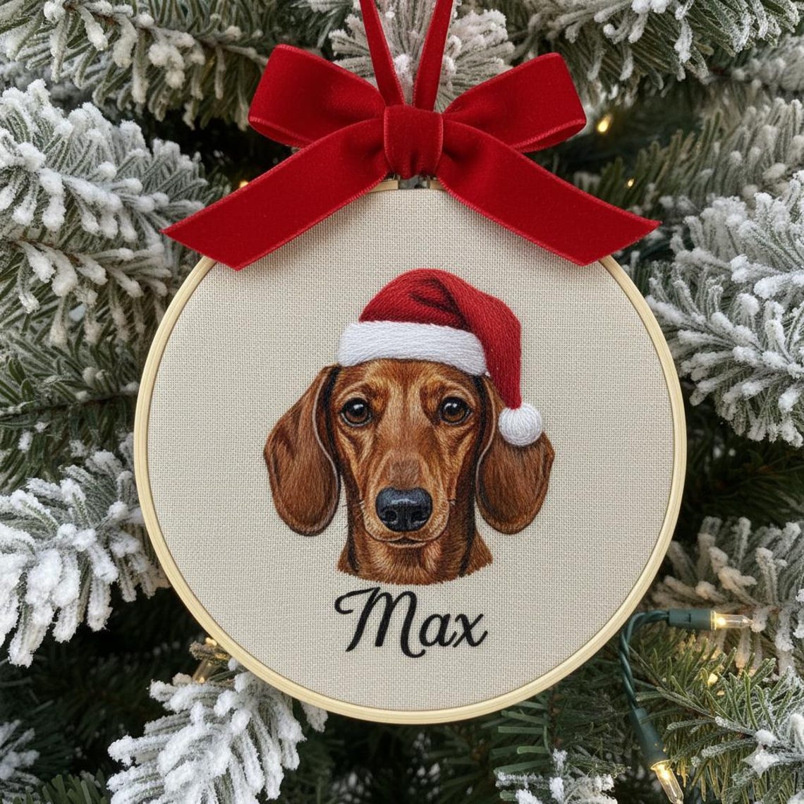 Personalized Embroidered Pet Picture Ornament Custom Dog Ornament Gift For Dog Owners Christmas Gift For Pet Lovers