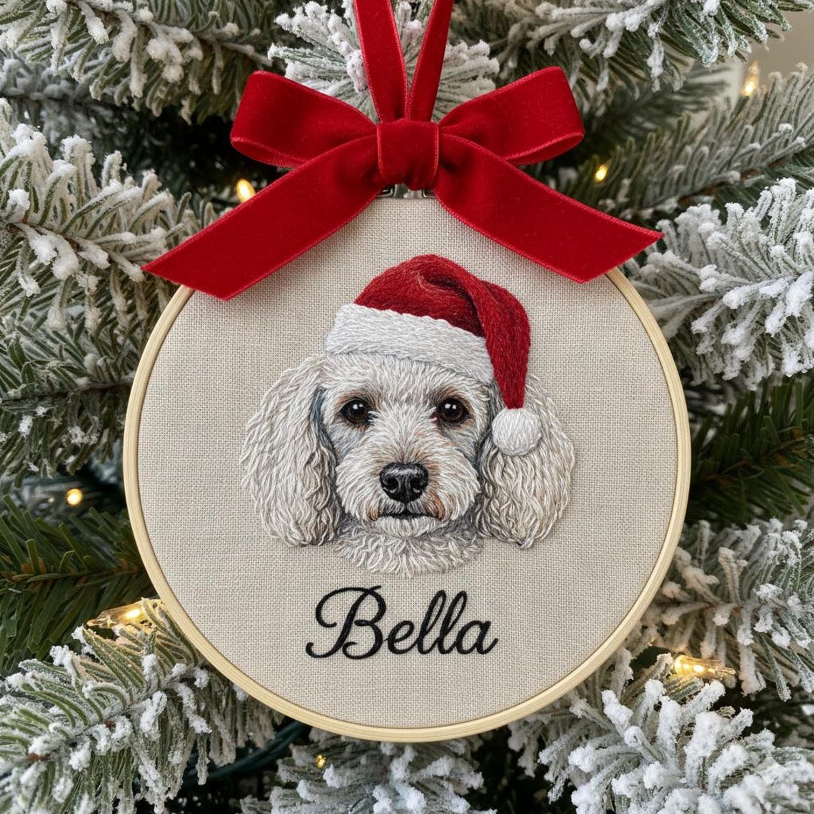Personalized Embroidered Pet Picture Ornament Custom Dog Ornament Gift For Dog Owners Christmas Gift For Pet Lovers