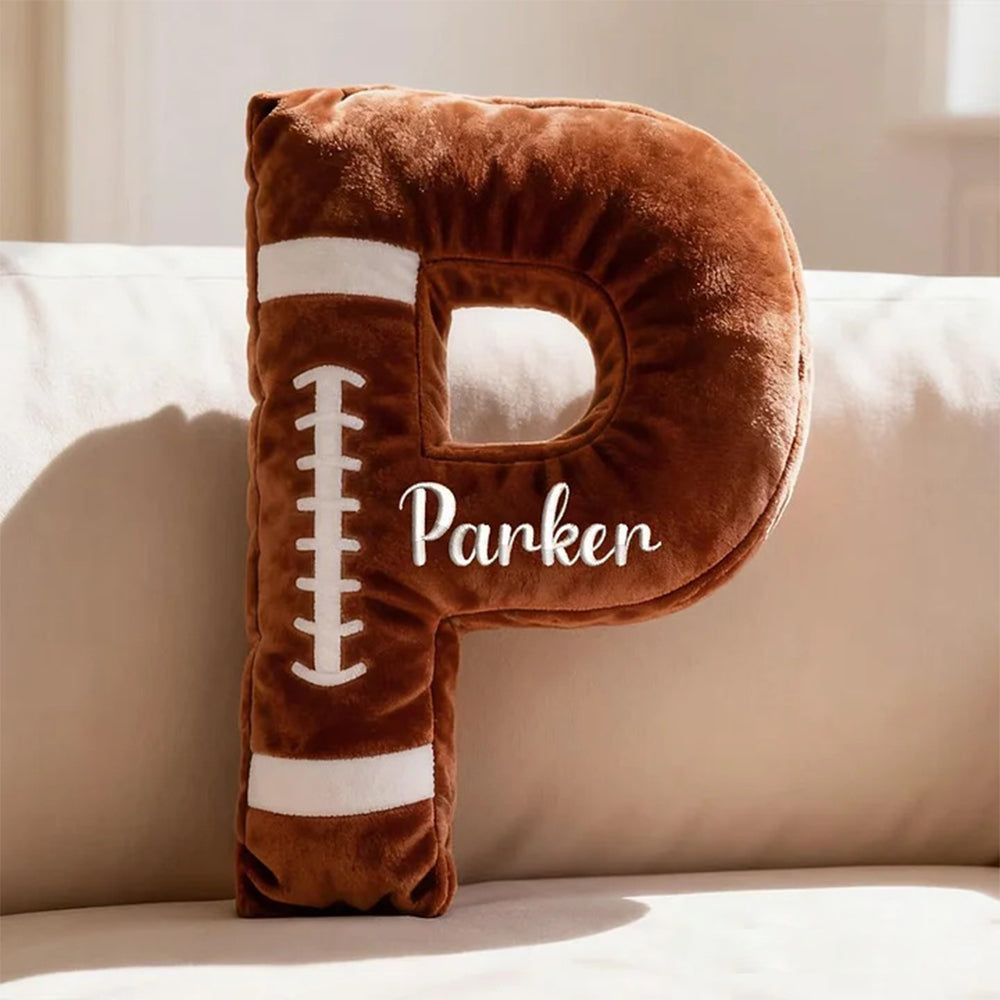Personalized Football Pillow with Name Football Letter Pillow Game Day Party Decor