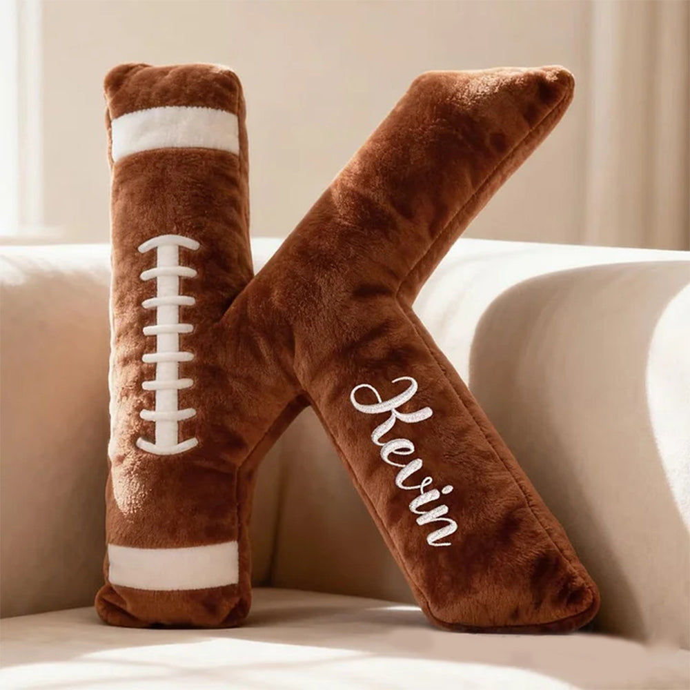 Personalized Football Pillow with Name Football Letter Pillow Game Day Party Decor