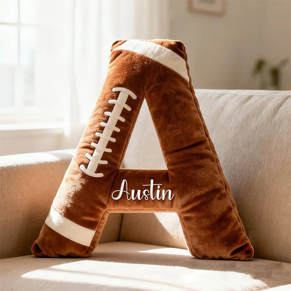 Personalized Football Pillow with Name Football Letter Pillow Game Day Party Decor