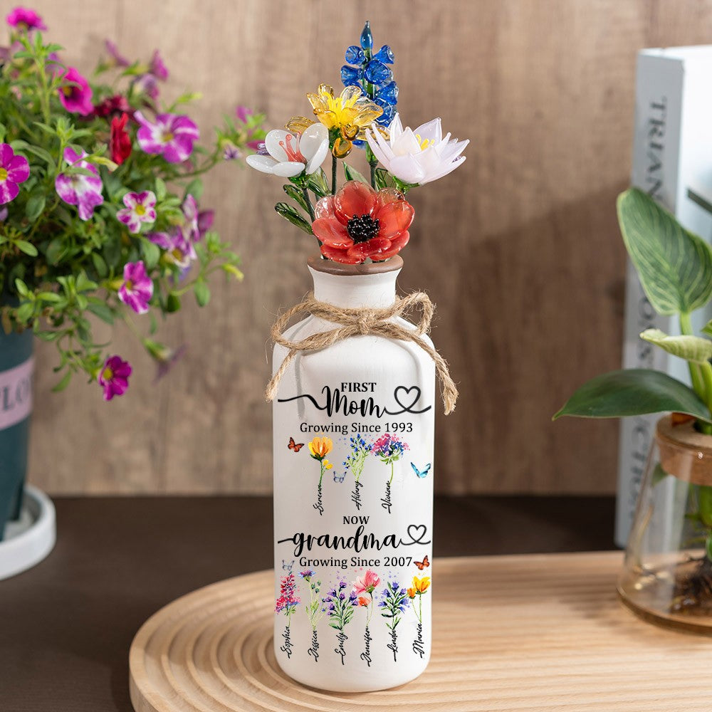 Fleur en verre personnalisée pour le mois de naissance, cadeaux uniques pour maman, grand-mère, fête des mères, idées cadeaux de Noël