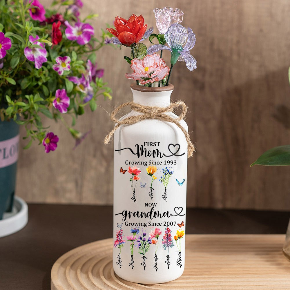 Fleur en verre personnalisée pour le mois de naissance, cadeaux uniques pour maman, grand-mère, fête des mères, idées cadeaux de Noël