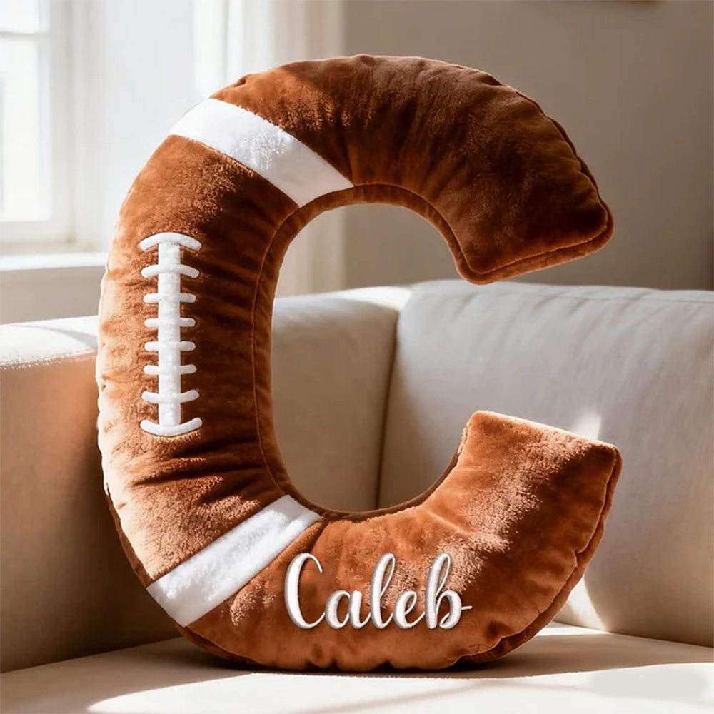 Personalized Football Pillow with Name Football Letter Pillow Game Day Party Decor