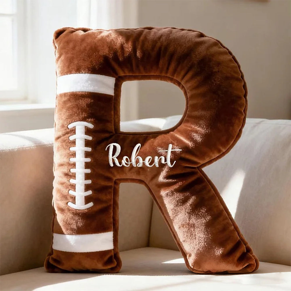 Personalized Football Pillow with Name Football Letter Pillow Game Day Party Decor