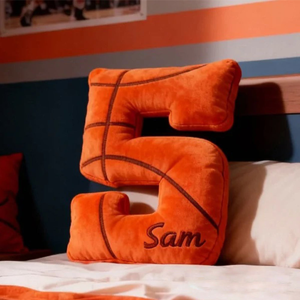 Personalized Basketball Themed Number Pillow with Custom Name for Basketball Fans and Players